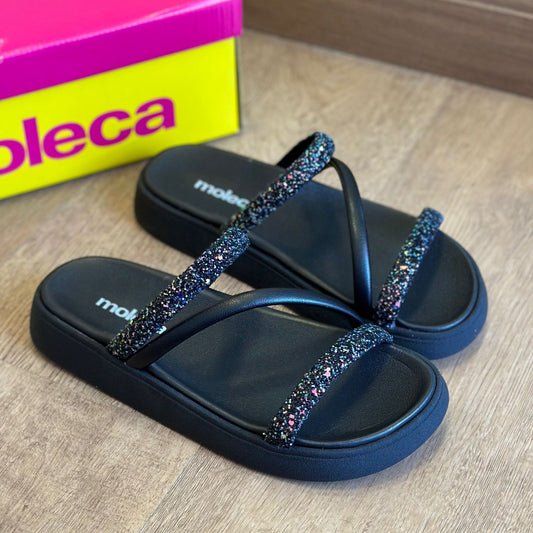 Sandalia Papete Moleca Strass