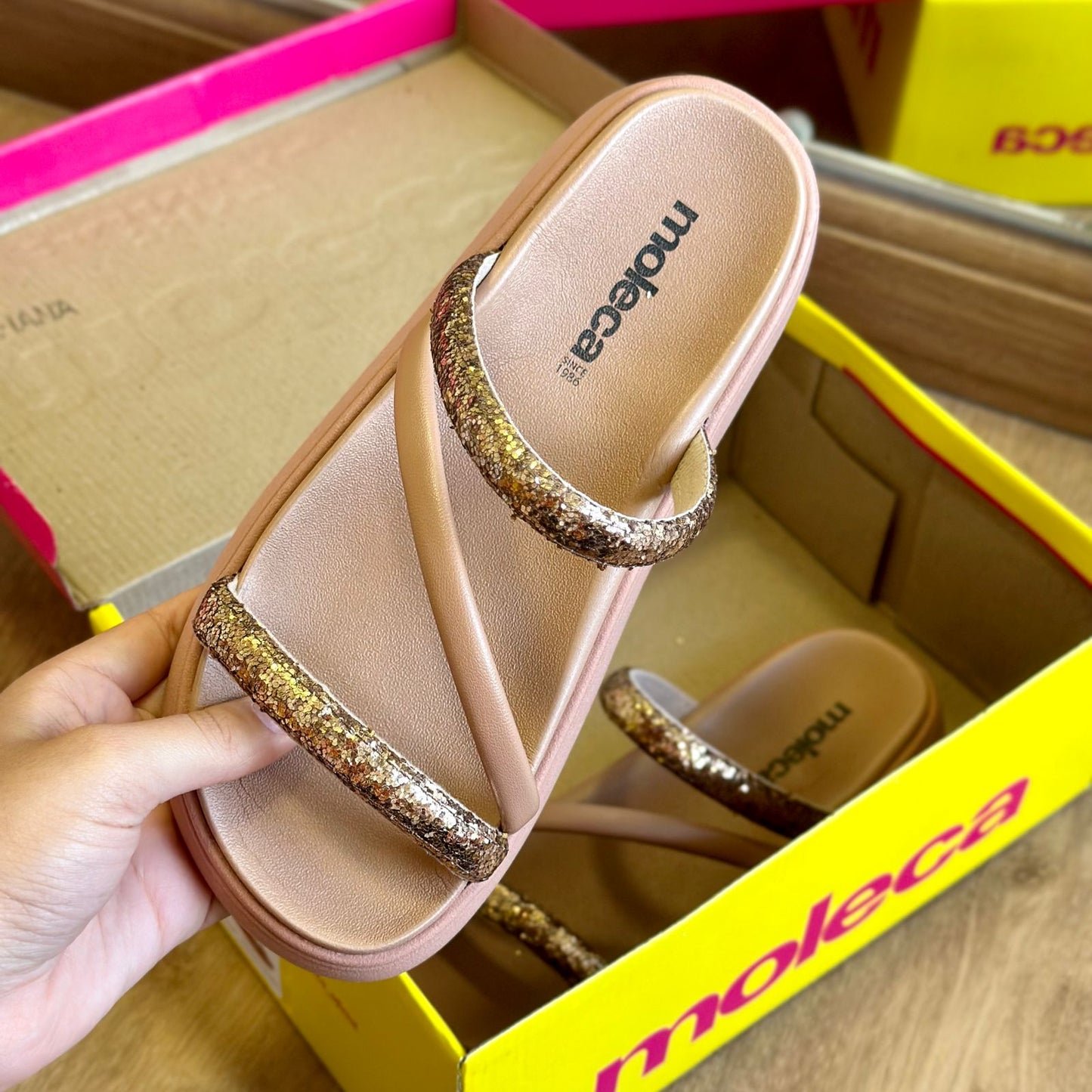 Sandalia Papete Moleca Strass