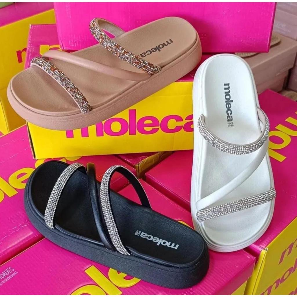 Sandalia Papete Moleca Strass
